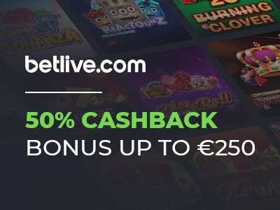 BetLive Casino Presents 50% Cashback Bonus up to €250